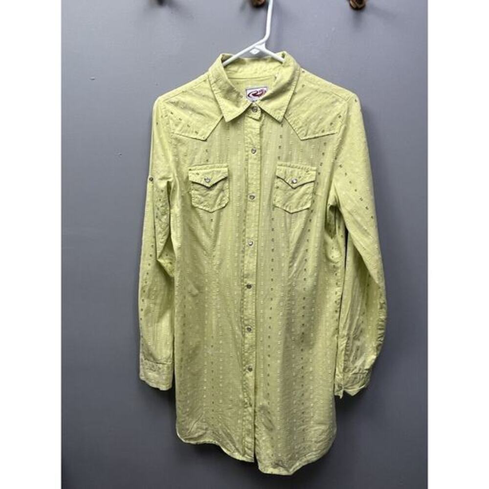 Vtg Roper Western Mini Dress Women's Small Pearl Snap front Yellow Flaw